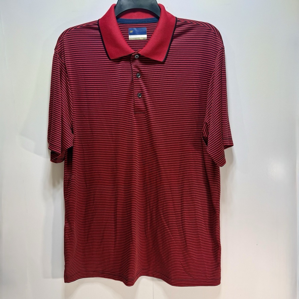 Jack Nicklaus Stay Dri Polo Shirt Men's XL Red Striped Performance Golf‎ Logo